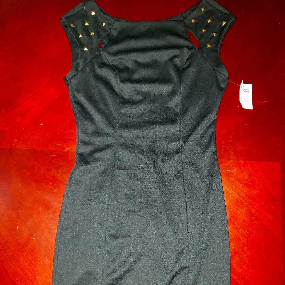 Cute and sassy studded shoulder cutout dress